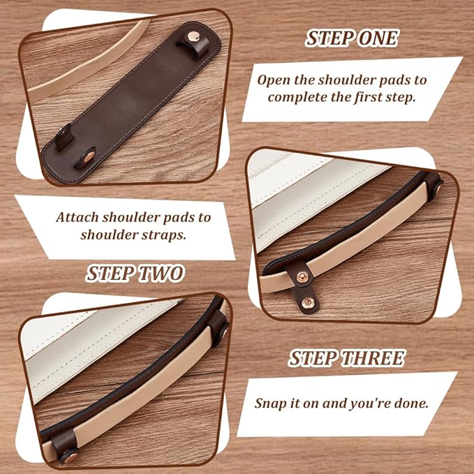 Beebeecraft 2 Sets PU Leather Shoulder Strap Pads Replacement Cushion Strap Covers Protector Pressure Relief Bag Handle Wrap for Shoulder Shopping Bags Tote Handbag Camera Travel Coconut Brown, 9x2in