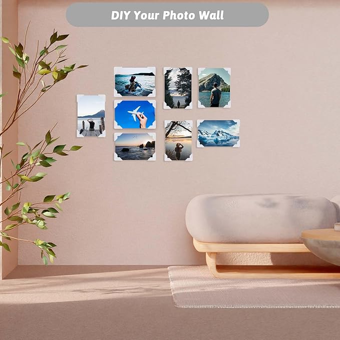 240 Pieces Photo Corners Self Adhesive Photo Corner Stickers, Scrapbook Picture Corners, Acid Free Self-Adhesive Photo Mounting Corners for DIY Scrapbooking Photo Album Journal Diary, 10 Sheets