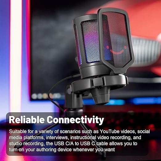 USB A/C to Type C Microphone Cable Cord Compatible with Fifine AmpliGame A6V/ A6T/ AM8/ K688/ A8, HyperX SoloCast, QuadCast 2/S/2 S, Logitech G Yeti GX, TONOR TC30, Elgato Wave 3, Wave Neo Mic 10Ft