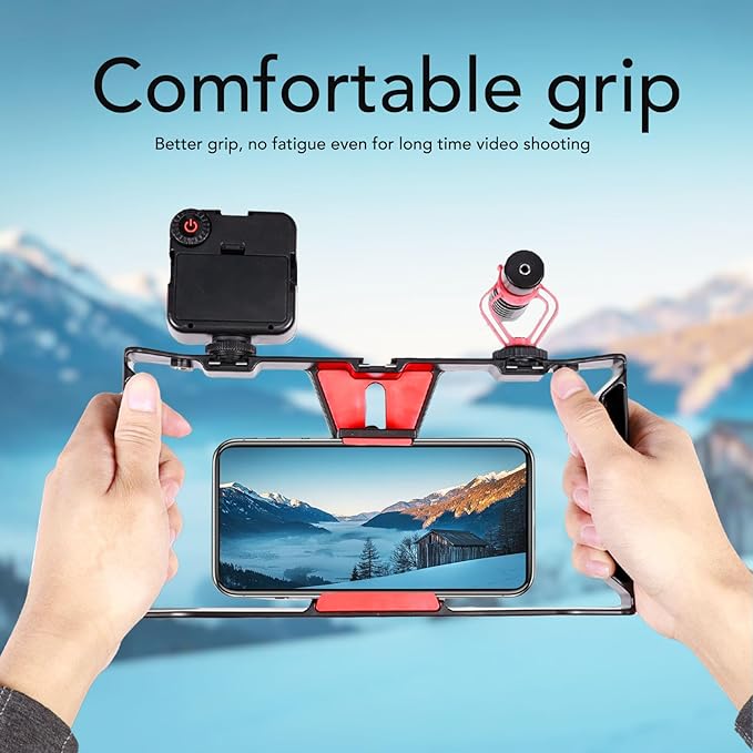 Smartphone Video Cage Rig, 100mm Expandable Handheld Filmmaking Vlogging Case Stabilizer, with 1/4 Inch Screw Hole, for Live Broadcast Filmmaking Video Recording