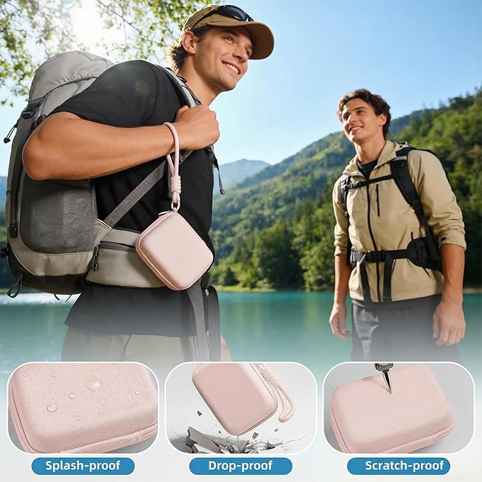 Digital Camera Case for CAMKORY/KODAK PIXPRO FZ45/FZ55/Canon IXUS 285 HS/AbergBest/Sony DSCW800/DSCW830 - Small Travel Compact Camera Holder with Mesh Pocket for SD Card & Accessories (Rose Gold)