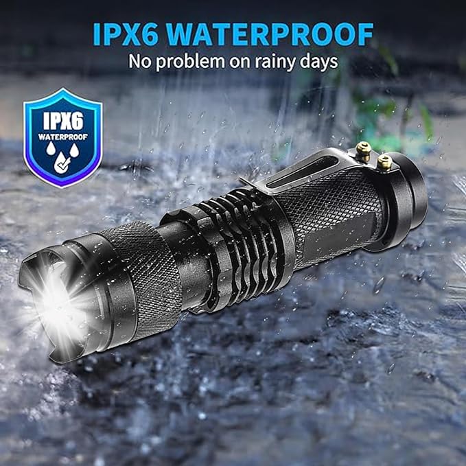 10 Pieces LED Flashlights Torch, High Lumens Mini Flashlight Waterproof Pocket Flash Light with 3 Modes, Adjustable Focus Zoomable for Camping, Hiking, Indoor, Outdoor, Home Use