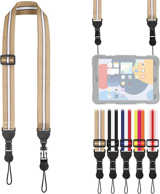 Adjustable Shoulder Strap, Comfortable for Camera Neck Lanyard iPad Strap iPad Strap for iPad, Camera, Binocular, Crossbody, Tablet, Laptop, Binocular, Luggage Bag(Brown & White A71)