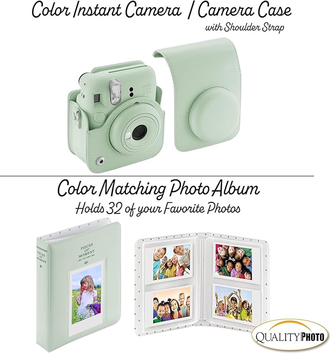 Fujifilm Instax Mini 12 Instant Camera + 60 Photo Prints + Quality Photo Value Bundle, Case, Decoration Stickers, Frames, Photo Album, (Mint Green)