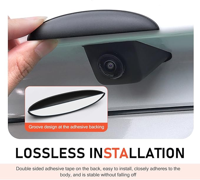 Car Rear View Camera Cover, Waterproof Anti-rain Protective Shield for Reversing Camera, Wider ABS Backup Lens Protector Guard, Self-adhesive Exterior Modification Accessory (White)
