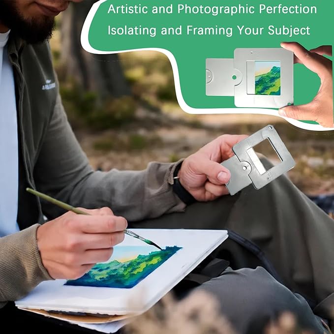 View Finder with Sliding Mechanism and Color Isolation: Essential Tools for Artists, Photographers, Painters, Durable ABS Plastic for Accurate Composition and Creative Exploration