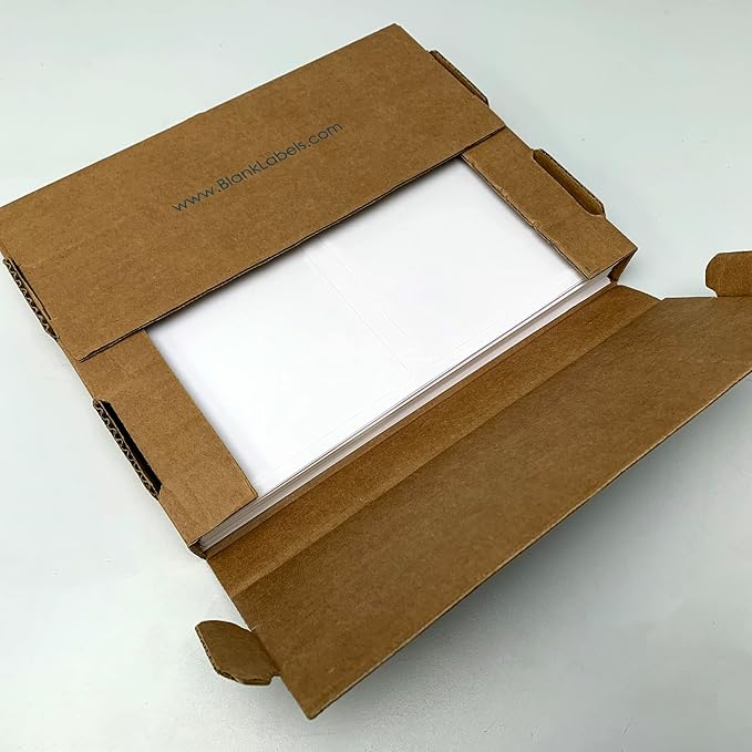 Blank Labels Half Sheet Round Corner Shipping Labels, Permanent White Matte Label Inkjet and Laser Printer Guaranteed, Easy to Peel Made in USA 8” x 5” 2 Labels Per Sheet (250 Sheets)