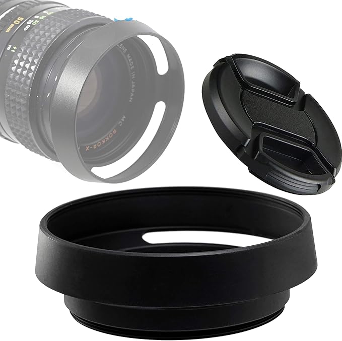 Fotasy Metal Curved Lens Hood - 43mm Vented Hood for Fuji, Leica, Olympus, Panasonic, Sony Lenses