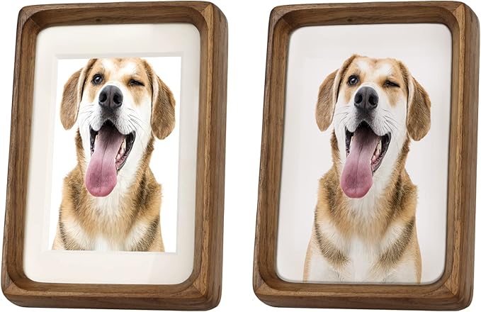 Natural Wood Photo Frames Inspired Tabletop Picture Frame with Mat, Vertical or Horizontal Display (Walnut, 4x6 matted to 3x5)