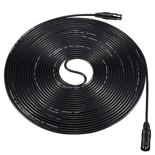 Moukey XLR Cables 50ft Microphone Cable, XLR Male to XLR Female Mic Speaker Cable, Black, 3 Pack