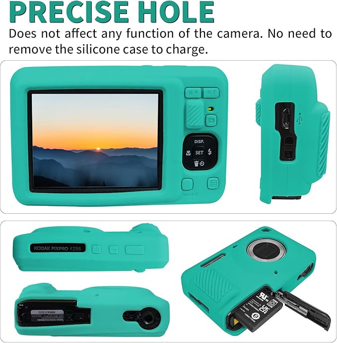 Easy Hood Camera Case for Kodak PIXPRO FZ55, Soft Silicone Cover Anti-Scratch Slim Fit FZ55 DSLR Camera Sleeve Body Skin Travel Protective Case, Green