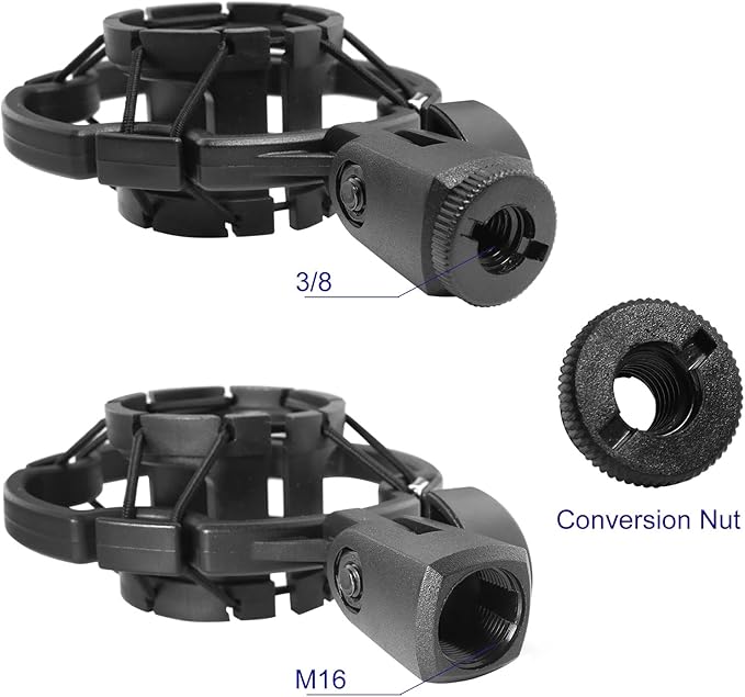Microphone Shock Mount LUORNG Universal Black Anti-Vibration Mic Holder for 42~46mm/1.65~1.81in Diameter Studio Condenser Mic, Mic Clip Holder