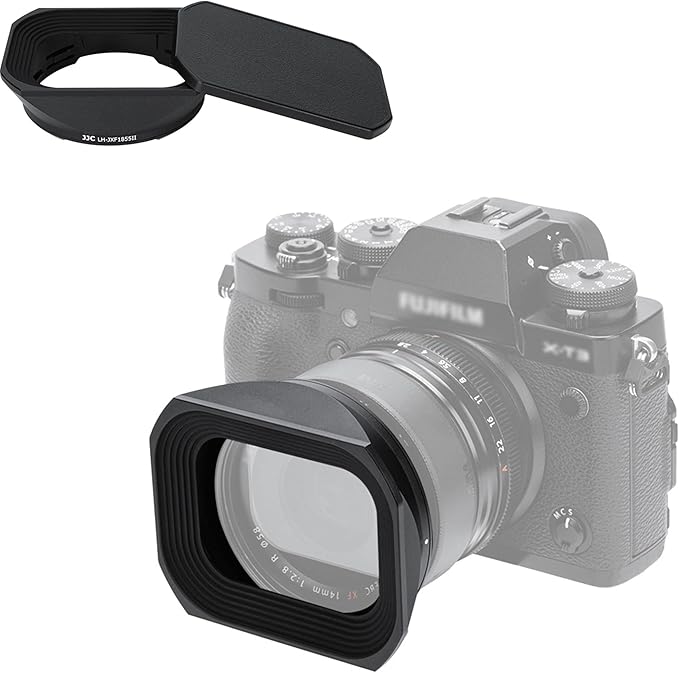 Metal Square Lens Hood with a Hood Cap for XF 14mm F2.8 R & XF18-55mm F2.8-4 R LM OIS on X-T5 XT5 X-T4 X-T3 X-T2 X-T30 II X-T20 X-T200 X-H2S X-H2 X-S10 X-E4 X-E3 X-PRO3