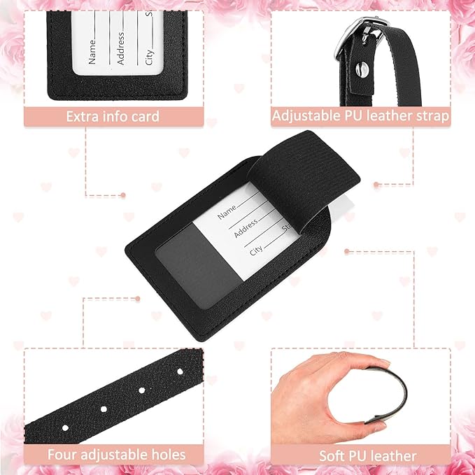 Dunzy 30 Pieces Leather Luggage Tag Women Identifiers Travel Suitcase Tags for Luggage Travel Backpack Bag Wedding Favors Women Men Adults Bulk