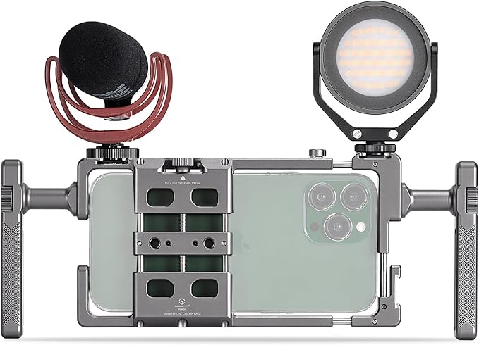 PCR-01 Smartphone Cage Universal Phone Video Rig Kit with Handle, Phone Stabilizer for Video Recording Cell Phone Filming Accessories