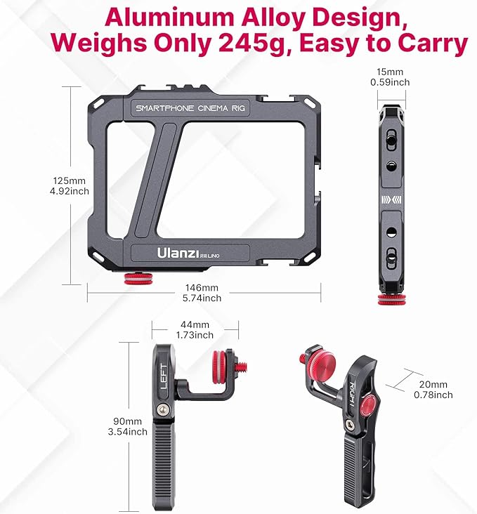 ULANZI F38 Camera Quick Release Plate w 1/4" to 3/8" Screw Thread + ULANZI Smartphone Video Rig with Handles