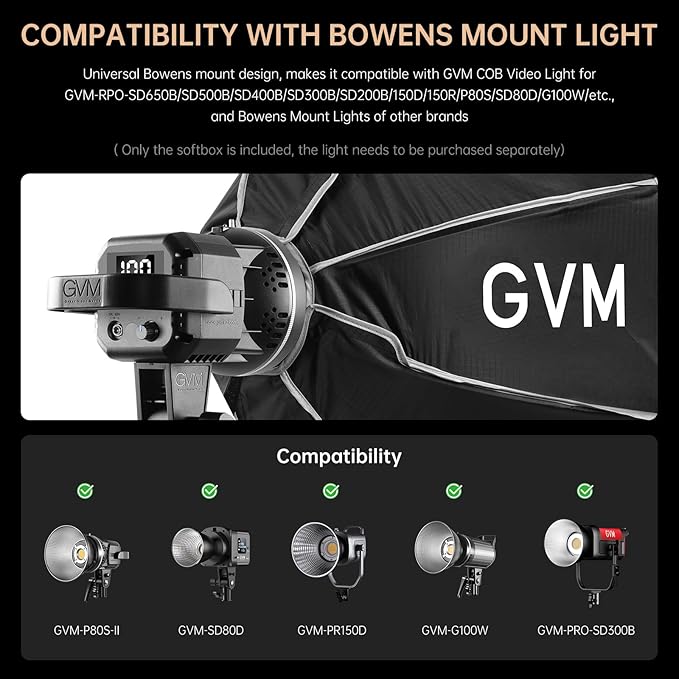 GVM Great Video Maker Lighting Soft Boxes Bowens Mount with Honeycomb Grid, Speedlight Umbrella Softbox Foldable with Carrying Bag for Studio Photography Speedlite Flash, 27