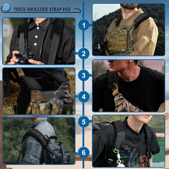 ZINZ 3D-Cushion Tactical Shoulder Strap Pad for Vest Carrier, Thick & Breathable Soft Pad with Tactical Gear for Men