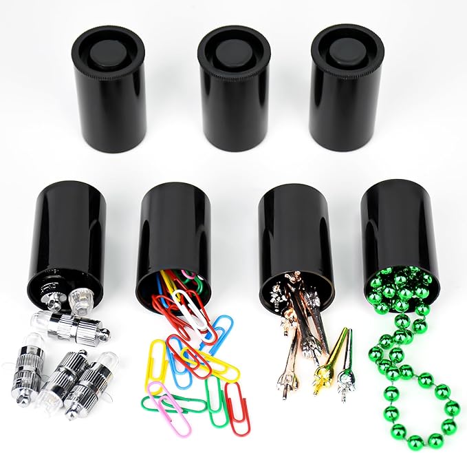 120 Pieces Film Canisters with Caps 35 mm Plastic Empty Camera Reel Storage Containers Case with Lids for Small Accessories Rockets Experiment Fish Hook Film Keys Coins Art Beads (Black)