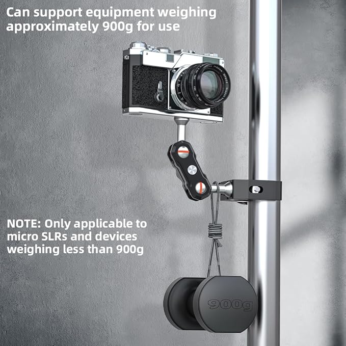 Super Camera Clamp Mount, Aluminum Alloy Double Ball Head Magic Arm Adapter, Fence/Desk/Tripod Mount for Most Phone, for Insta360 X5/X4, for Gopro 13/12/11, DJI Action 5Pro/4/3 and More Action Cameras