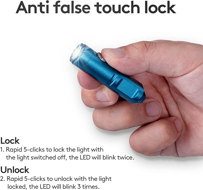 RovyVon A3 Gen 4 Keychain Flashlight, Super Bright 650 Lumens, USB C Rechargeable EDC Flashlight Water-Resistant, Lightweight- Ideal for Everyday Carry, Camping, Hiking, Emergency (Blue)