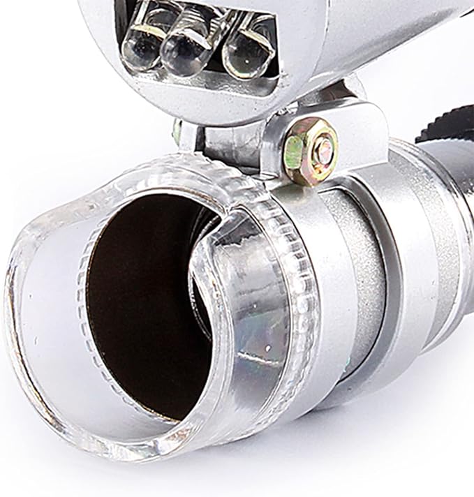 ZJchao Pocket Microscope, 2 Pcs Mini 60X Pocket Microscope Jewelry Magnifier Loupe Glass LED UV Light Mini Handheld Microscope LED Light Loupe Good for Jewelry Stamps and Antiques