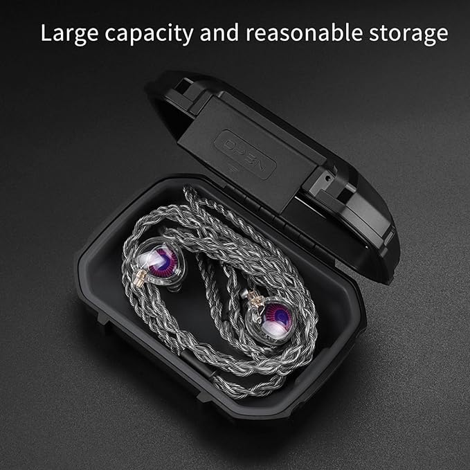 KYUHEEO IEM Case, Portable in Ear Headphones Case, Waterproof Shockproof Earbuds Storage Box Small Hard Case for in Ear Monitors Earphones Earbuds IEM Cable