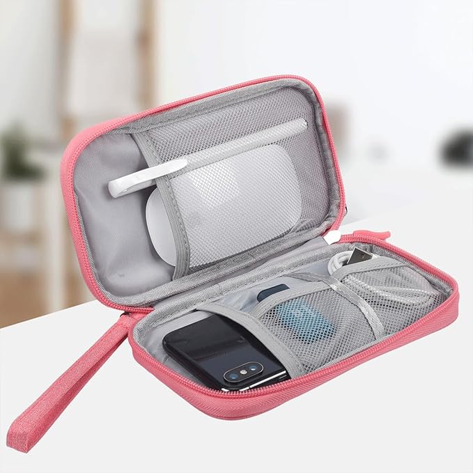 Electronic Organizer Travel Cable Accessories Bag, Electronic Organizer Case, Electronic Accessories Organizer Pouch Bag for Cable, Cord, Charger, Phone, Power Bank, Earphone (Pink)
