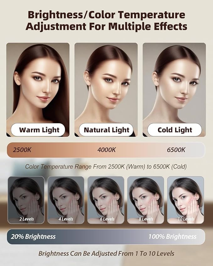 Selfie Ring Light Kit with Tripod - 98 LED Portable Lighting for Video Conferencing, Streaming, Makeup, Includes Phone Clip & Webcam Adapter, 3 Modes, CRI 97+ for iPhone, Laptop, TikTok (Black)