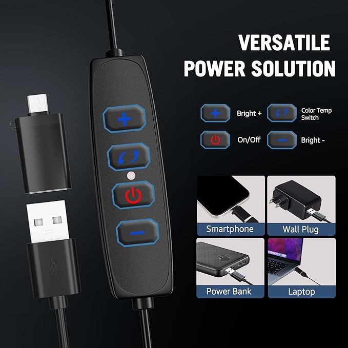 2-Pack Portable Photography Lighting Kit, Arsoer 8" 2800K-6500K Dimmable Studio Lights with Tripod, USB Powered Video Light for Photography/Zoom/Video Conference/Live Streaming/YouTube/Tiktok/Ins