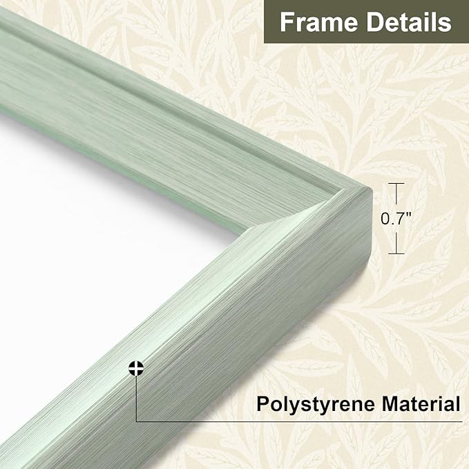 Vittanly 12x12 Picture Frame Set of 4, Vintage Photo Frame for Wall or Tabletop, Display 8x8 Pictures with Mat or 12x12 without Mat, Rustic Farmhouse Home Decor, Light Green