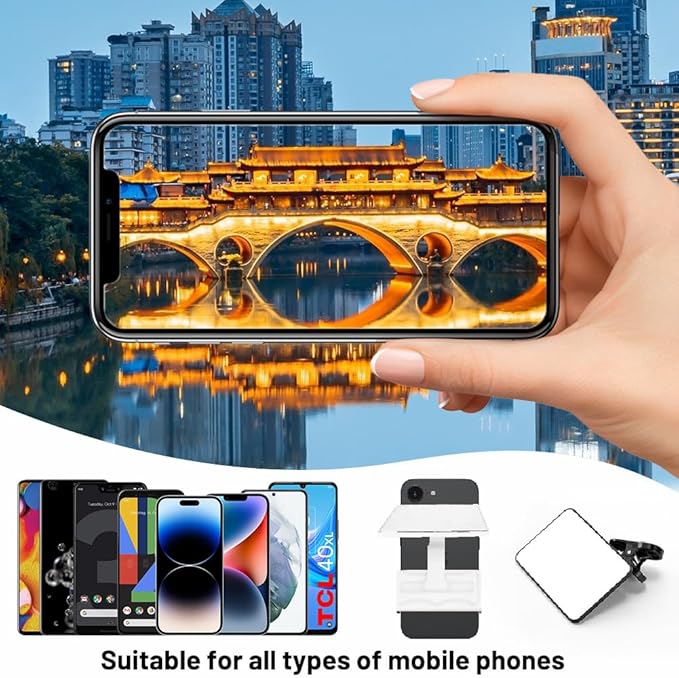 2 Pcs Smartphone Camera Mirror Reflection Clip Kit-New Upgrade, Smartphones Camera Lens, Mirror Effect Lens, Mirror Reflection Phone Clip for All Phones