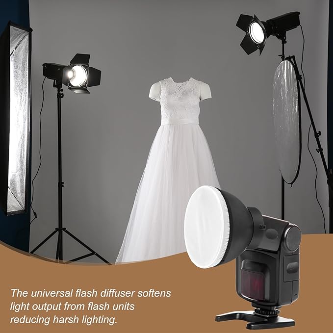 PATIKIL 6.3" x 6.3" Soft Mini Flash Diffuser Cap, 5 Pack Universal Elastic Flash Diffuser Cover for DSLR Camera Flashlight, White