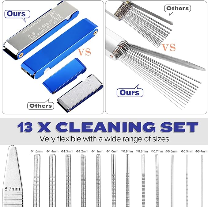 Valchoose Set of 2 Premium Carb Cleaning Kit, Torch Tip cleaner Set Heavy Duty Density Nylon - 304 Stainless Steel 26 Cleaning Set + 10 Nylon Brushes + 20 Cleaning Needles +2 Throttle Wrench