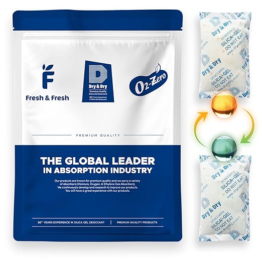 Dry & Dry Mixed Silica Gel Packets - Food Safe Rechargeable Desiccants Packs - Orange Indicating(orange to Dark Green) (100 Gram, 10 Packs)