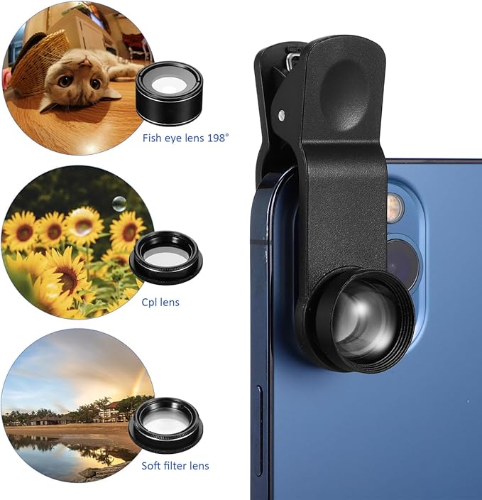 1Set Mobile Phone Lens Camera Lens Kit with Wide Angle Macro Fisheye and More Compatibility for Stunning Photography All Smartphones