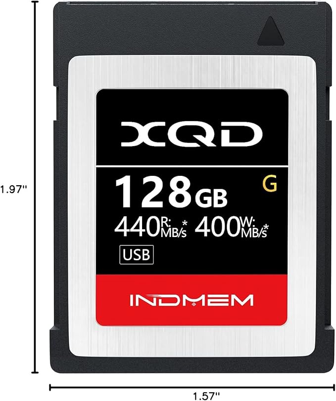 INDMEM XQD 128GB Memory Cards, 5X Tough MLC XQD Flash Memory Cards High Speed G Series| Max Read 440MB/s, Max Write 400MB/s