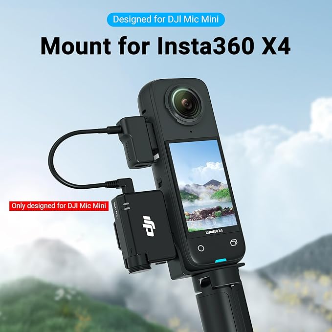 CYNOVA Insta 360 X4 DJI Mic Mini Mount, Invisible Mic Bracket for Insta360 X4 Accessories, Compatible with Insta360 X4 / X3（with 3.5mm Audio Cable）