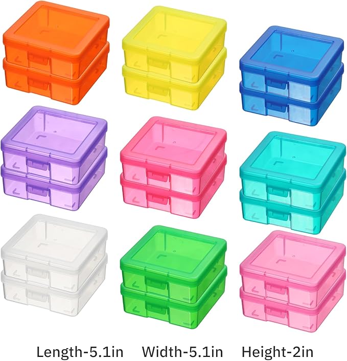 novelinks Small Plastic Storage Box Containers with Latching Lids - Craft Organizers and Storage Stackable Storage Organizer (18 Pack Small -Color)