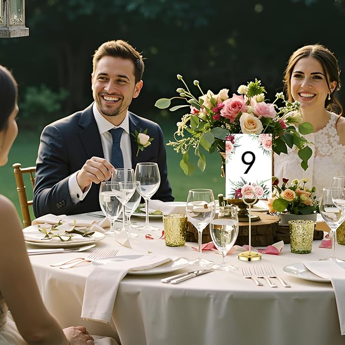Otoolling 20 Pcs Table Number Holders 4/6/8/10 Inch Place Card Holder Stands Wire Photo Clips Metal Table Card Stands for Centerpieces, Photos, Food Signs, Birthdays, Weddings(Gold)