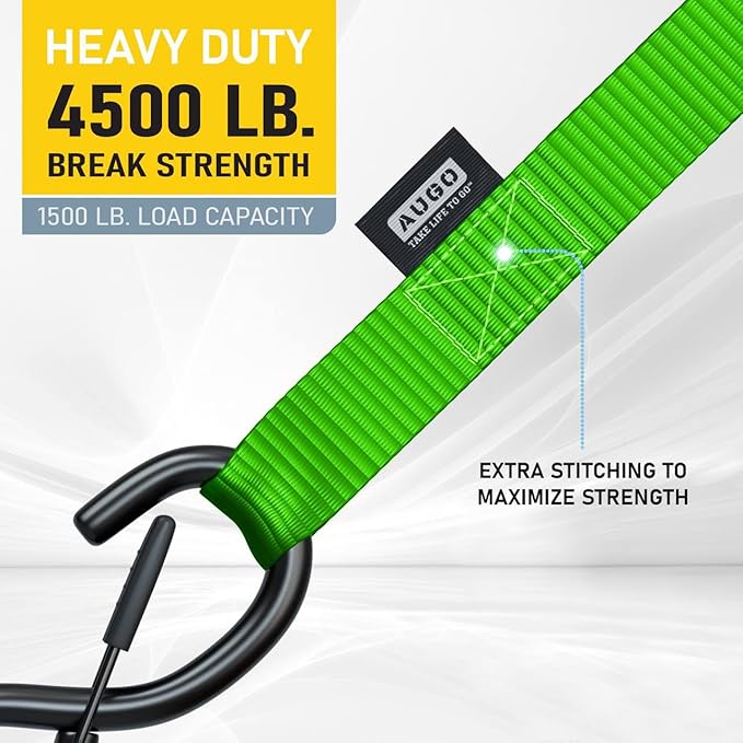 Soft Loop Tie Down Straps - 1,500 Load Capacity & 4,500 Lbs Breaking Strength - 6 Pack - Loops for Securing ATV, UTV, Motorcycles, Scooters, Dirt Bikes, Lawn & Garden Equipment - by AUGO