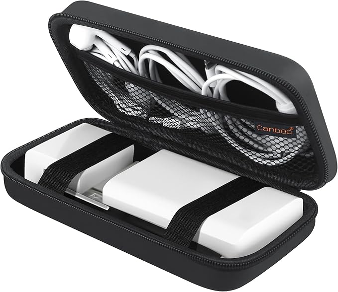 Canboc Electronics Travel Organizer, MacBook Charger Carrying Case, Electronic Accessories Portable Cable Storage Bag for Charging Cords, Power Adapter, MagSafe, USB Hub, Power Bank, Earbuds, Black