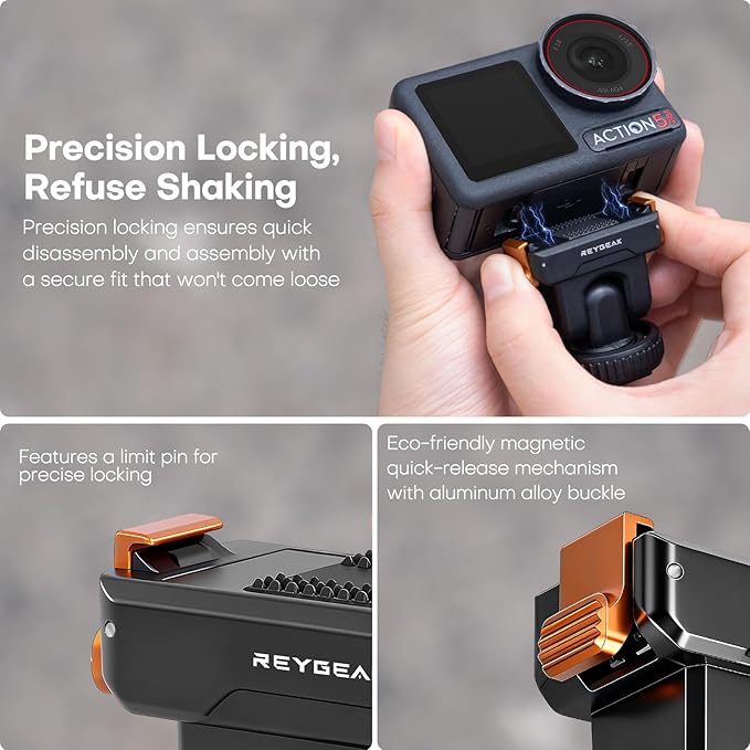 REYGEAK Cold Shoe Adapter Mount for DJI Osmo 360/Action 5 Pro/4/3,Magnetic Quick Release Mount with 1/4" Screw for DSLR,Selfie Sticks,Tripods Photography Accessories