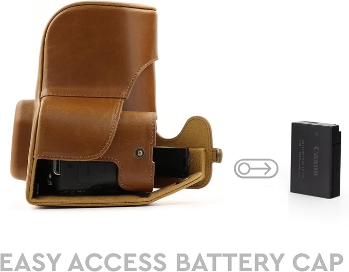 MegaGear Leather Camera Case Compatible with Canon EOS Rebel SL3, Kiss X10, Rebel SL2, Kiss X9 18-55mm Lens
