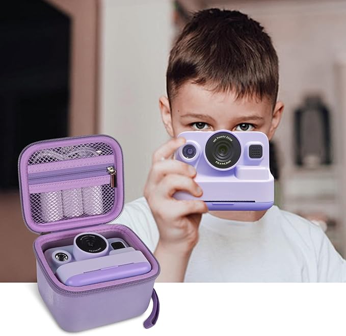 ANKHOH Case for Dylanto/for DUDUDRAGON/for Yehtta/for Gofunly/for LETSHAH Kids Camera Instant Print, 1080P Kid Camera Storage Organizer Gifts Bag for Printing Paper and Toy Accessories,Purple-Only Box