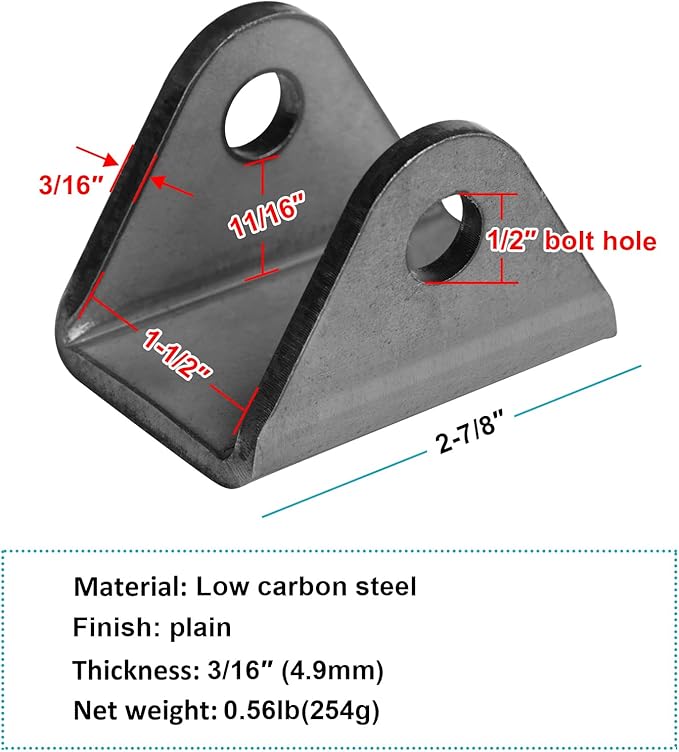 4 Pack Weld on Shock Mount, Absorber Suspension Bracket, 1-1/2" Inner Width for ATV, Dune Buggy, Motorcycles