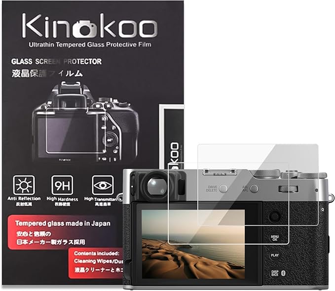 kinokoo Fuji X100VI Screen Protector - 0,25mm 9H Hardness Tempered Glass Film for Fujifilm X100V/ Fuji X100 VI Camera Crystal Clear - Bubble-free/Anti-scratch/Anti-Fingerprint (2 pack)