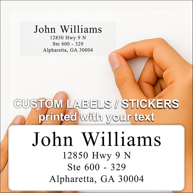 Personalized White Address Labels for Wedding or Business – Custom Return Address Stickers for Envelopes, Mailing & Shipping Packages – Bulk Business Mailing Labels by PrettySweetParty (Serif Font)