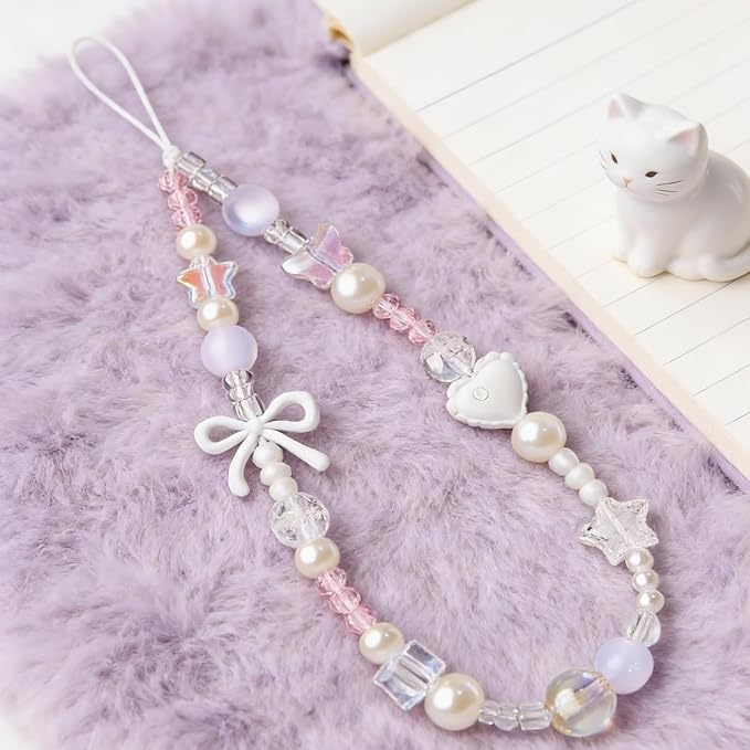 Beaded Camera Wrist Strap Cute Digital Camera Charm Lanyard Phone Charms Strap Beaded Camera Chain for Phone Bag Keychain