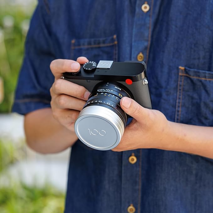 JJC Lens Cap for Leica Q3 Q3 43 Q2 Q Q-P, with '100' Imprint for Leica's 100 Anniversary, QP Digital Camera Lens Protective Cover with Soft Fabric Interior, Dustproof & Scratch-Resistant